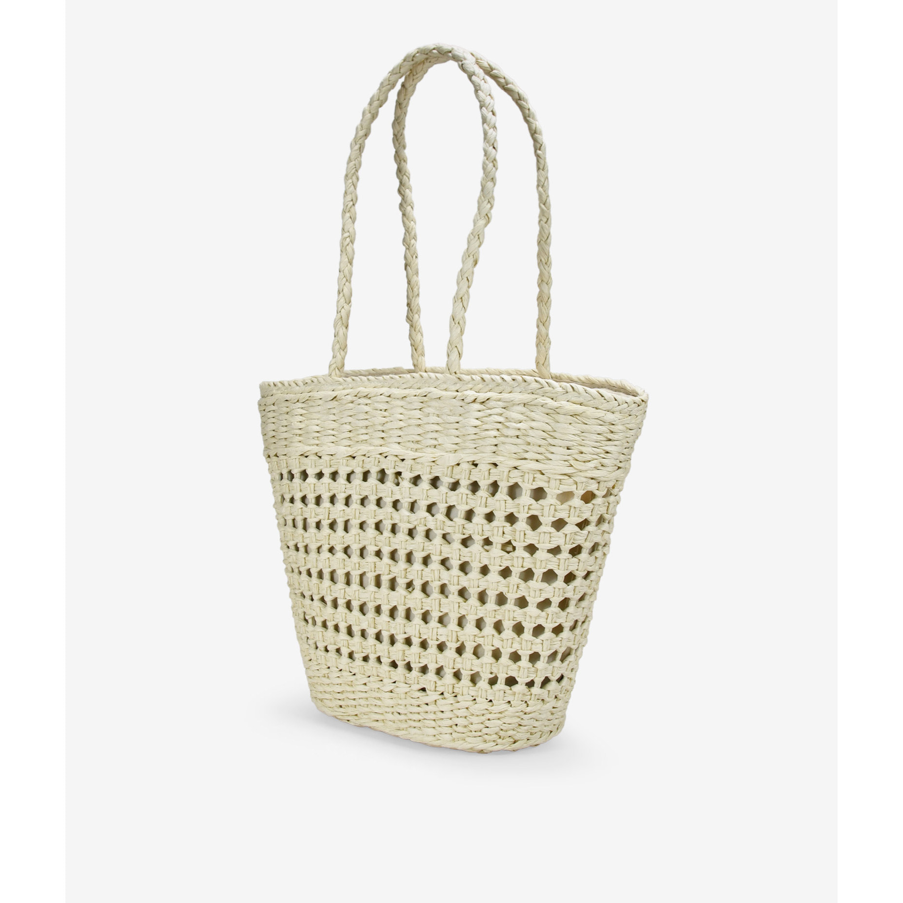 Bolso capazo beige de rafia trenzada