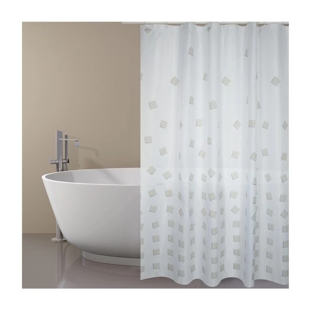 Rideau de douche Polyester THIKA 180x200cm QUALITà PREMIUM Beige - Anneaux inclus MSV