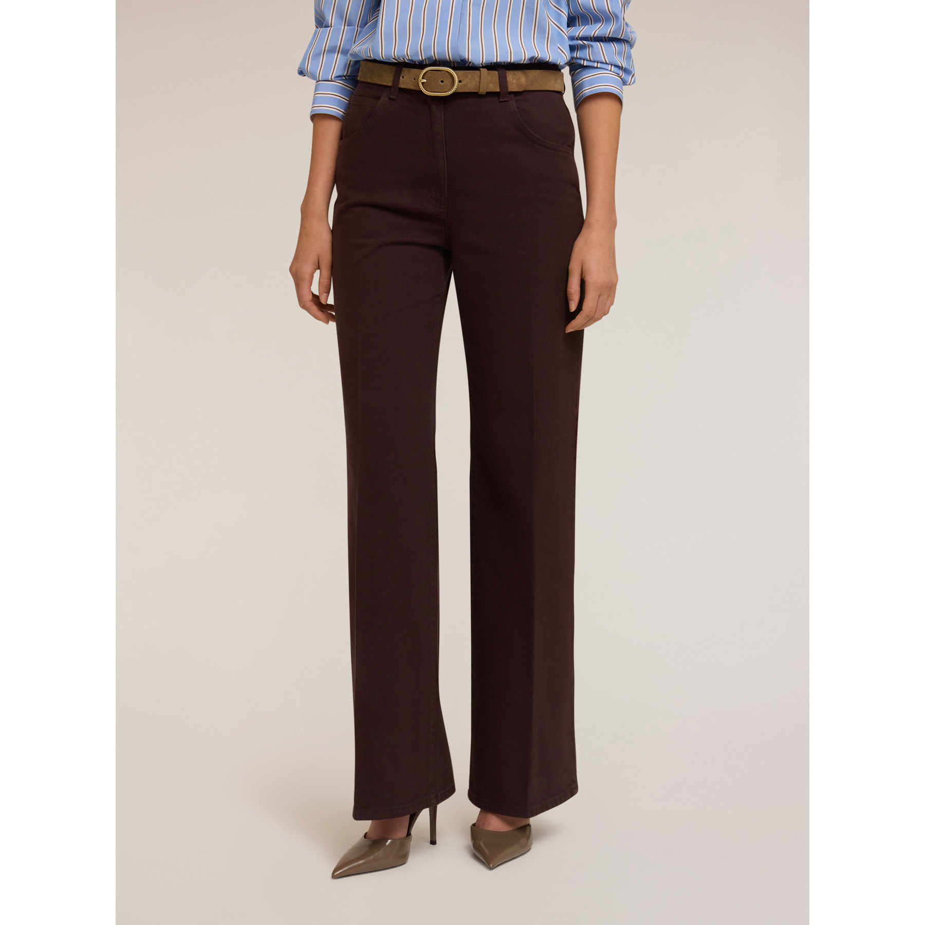 Motivi - Pantaloni palazzo in cotone - Marrone