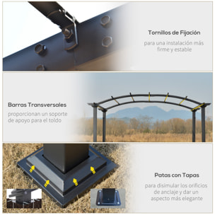Pérgola 3x2,5m Cenador con Techo Retráctil Jardín Patio Terraza Poliéster Beige