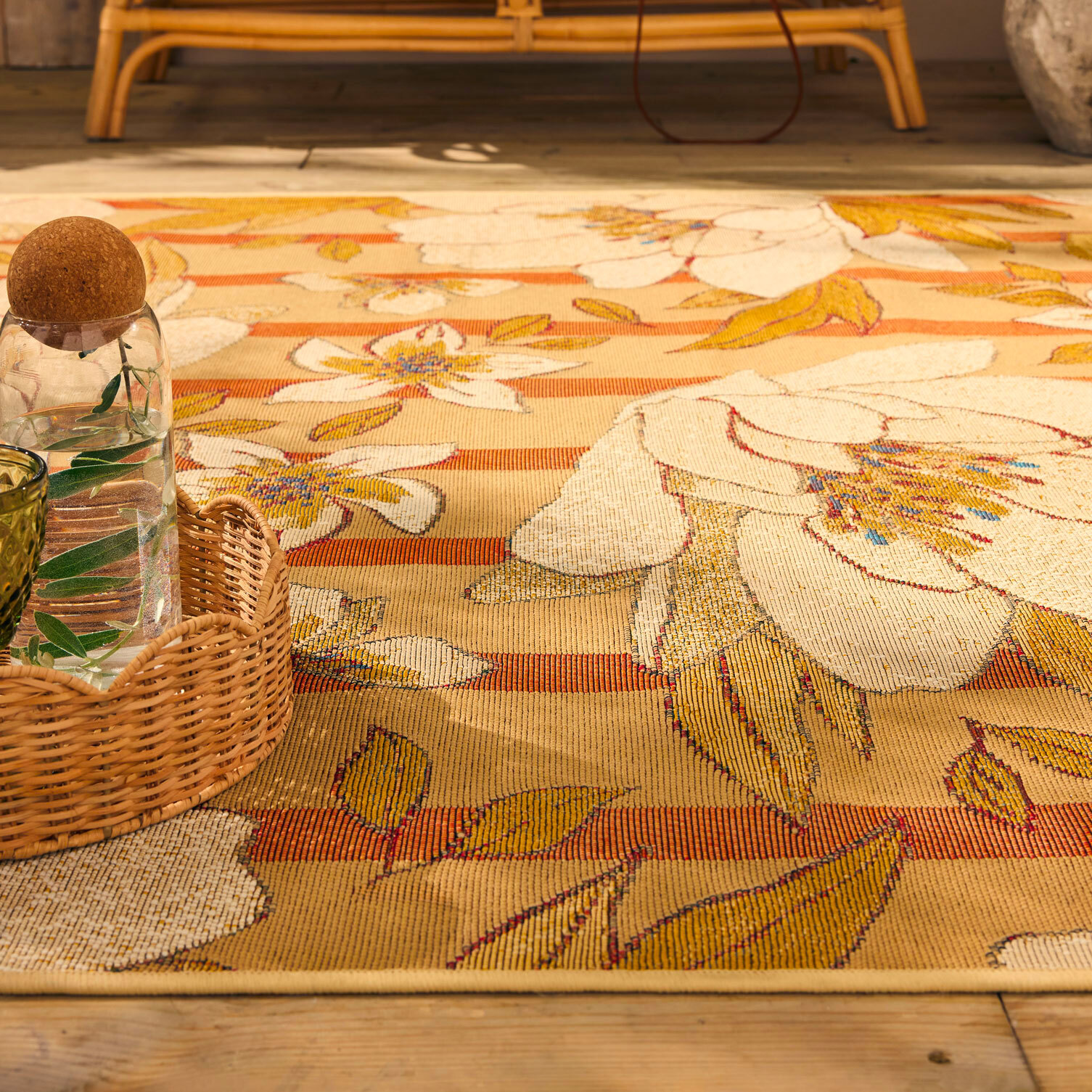 LIDO - Tapis intérieur/extérieur à motif floraux multicolores