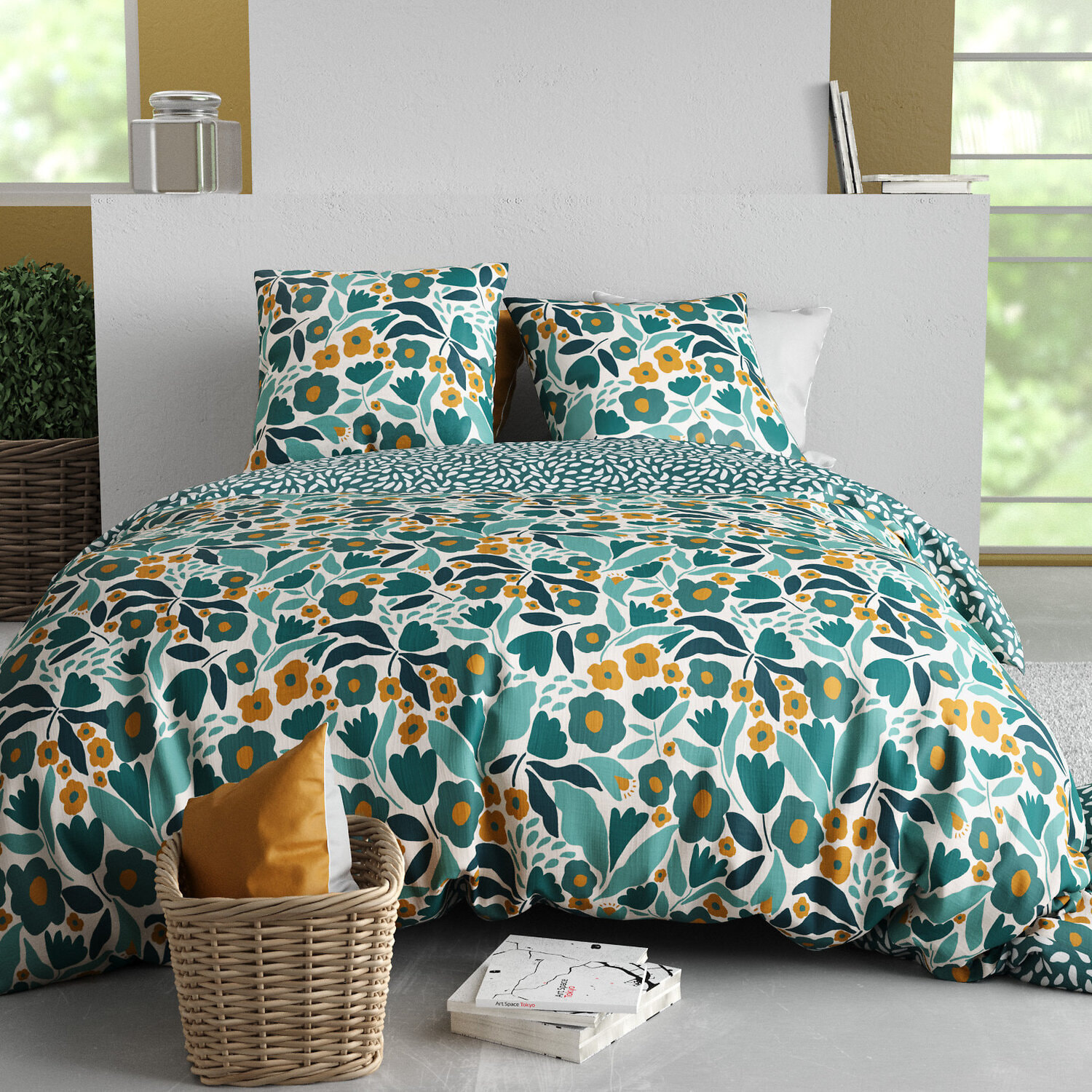 Parure housse de couette 3pcs 100% coton 57 fils mia