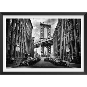 Affiche dumbo brooklyn bridge Affiche + cadre en bois - Noir