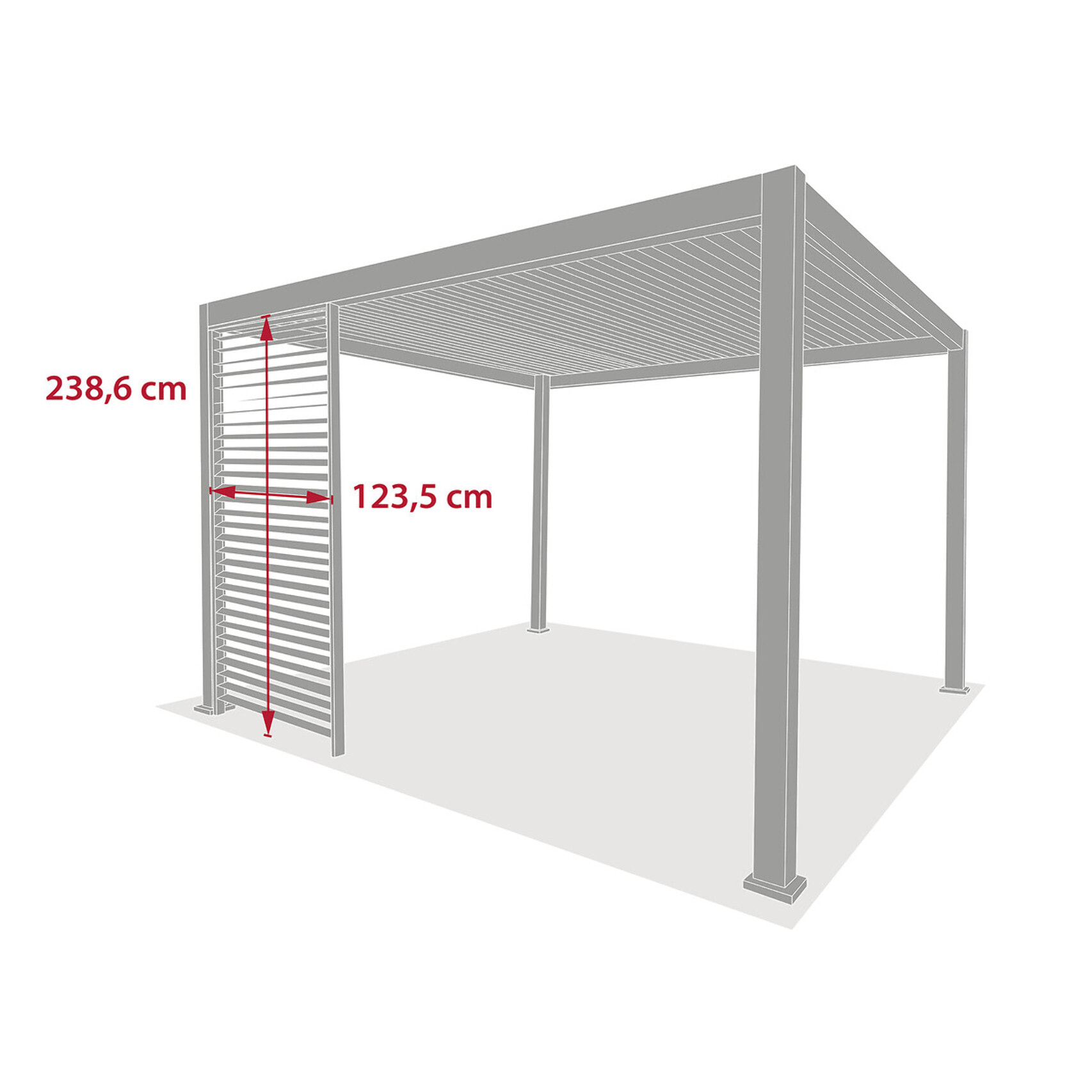 Persienne pour pergola bioclimatique "Evora" - 1/3 côté - 1,2 x 2,3 m Graphite