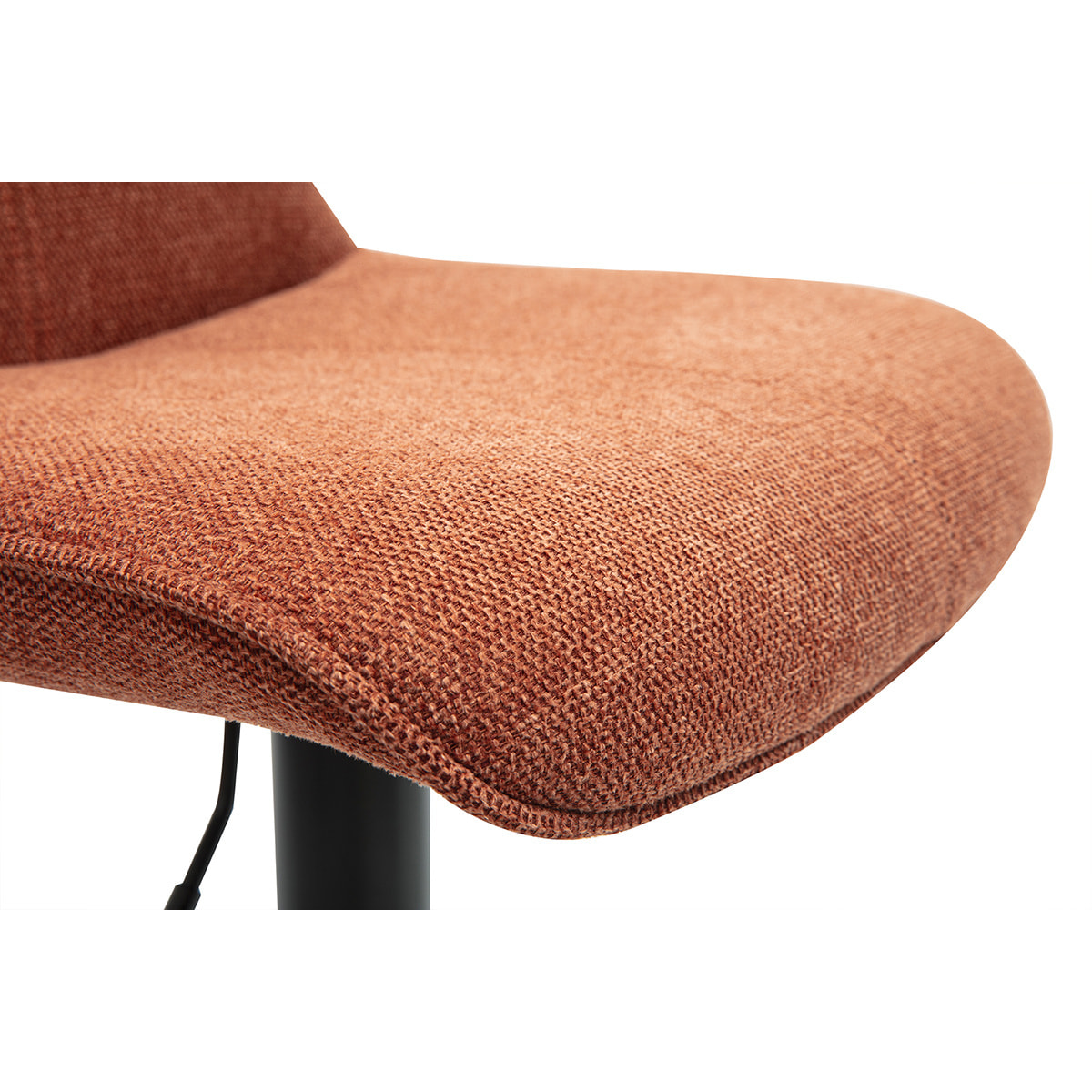 Tabourets de bar réglables pivotants 360° en tissu effet velours texturé terre brûlée et métal noir (lot de 2) BOOST