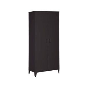 Armoire chambre dressing industriel métal 2 portes, 4 étagères, 1 penderie  SOHO