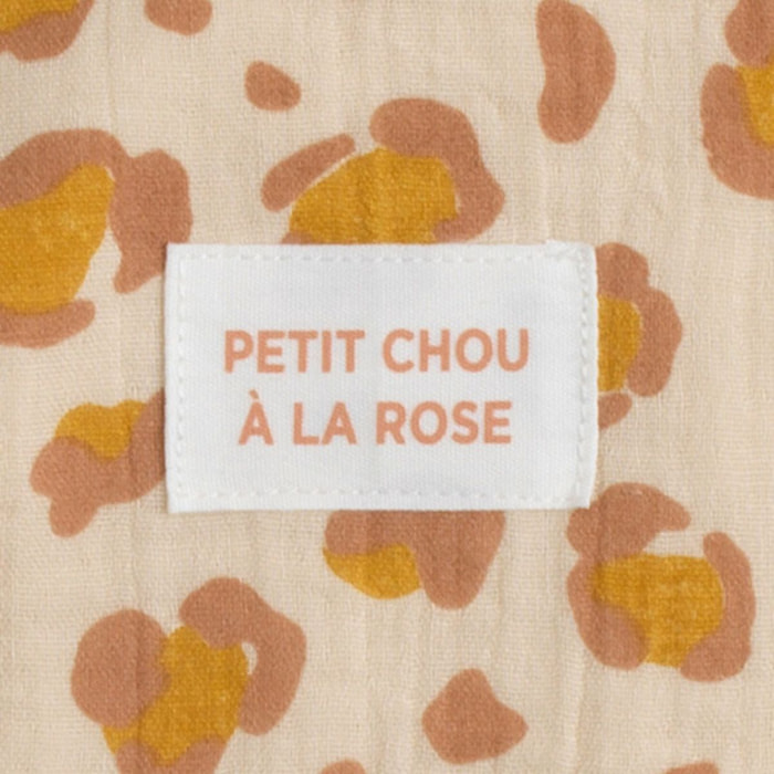 Cape de bain bébé en gaze de coton et gant léopard