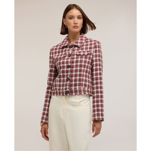 Motivi - Giacca chanel corta in tweed armaturato - Rosso