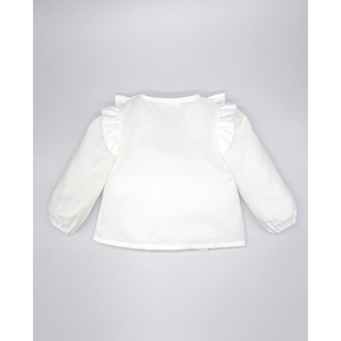 BLUSA VIELLA VOLANTE LATERAL BLANCA