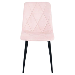Set di 2 sedie Libra in velluto rosa chiaro con gambe nere