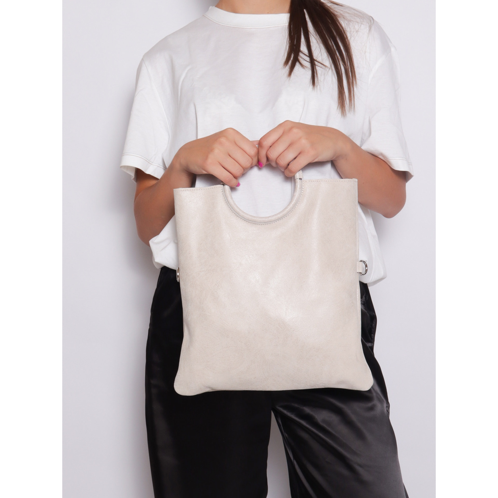 Borsa a mano da donna Made in Italy - Modello Velvet - 100% pelle scamosciata - 29.0 x 30.0 x 1.0 cm