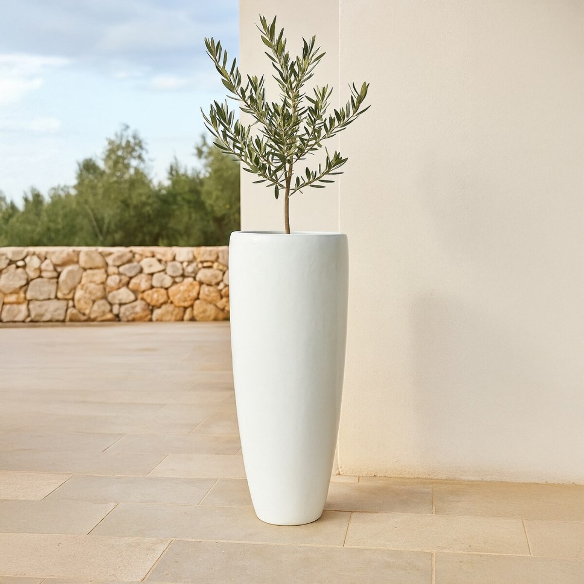 Vaso decorativo per interni bianco lucido 40x102 cm - Tropicana