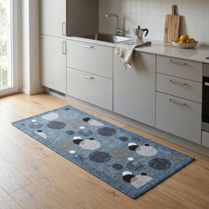 Tappeto Cucina Antiscivolo Made in Italy in Ciniglia Lavabile, Passatoia con Retro Gommato e Fantasia Geometrica Balls, Ideale per Cucina, Ingresso e Corridoio