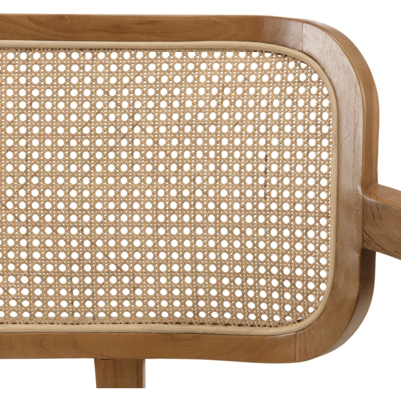 WILL - Canapé FLORES 2 p. en teck dossier cannage naturel coussin gris