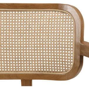 WILL - Canapé FLORES 2 p. en teck dossier cannage naturel coussin gris