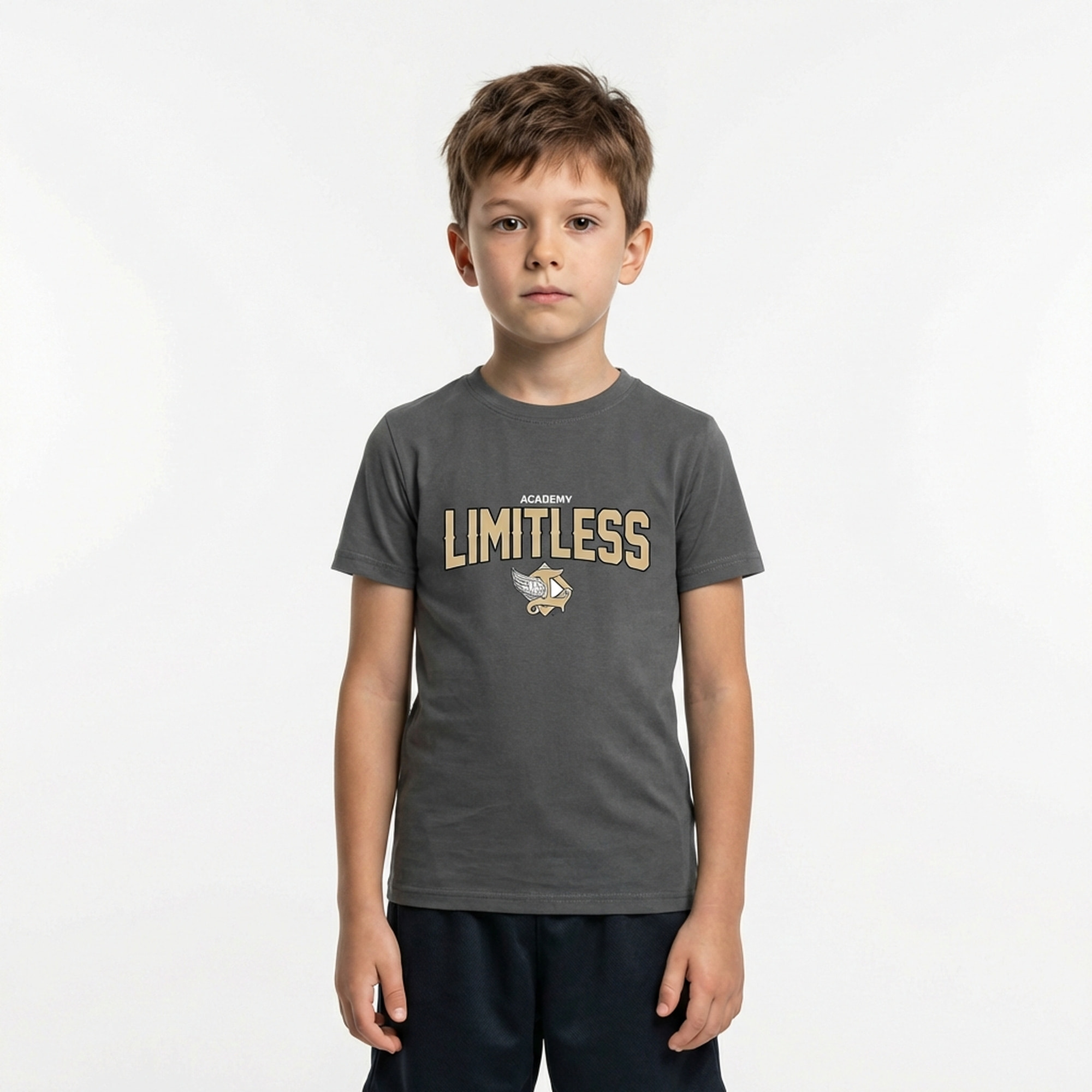 T-shirt in cotone da uomo LIMITLESS grigio scuro