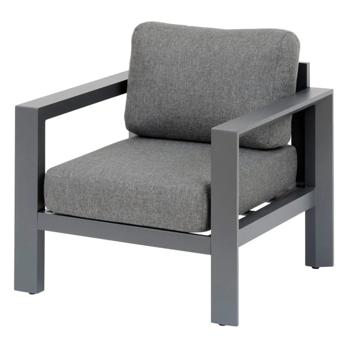 Fauteuil de salon de jardin "Évasion" graphite polyester et aluminium