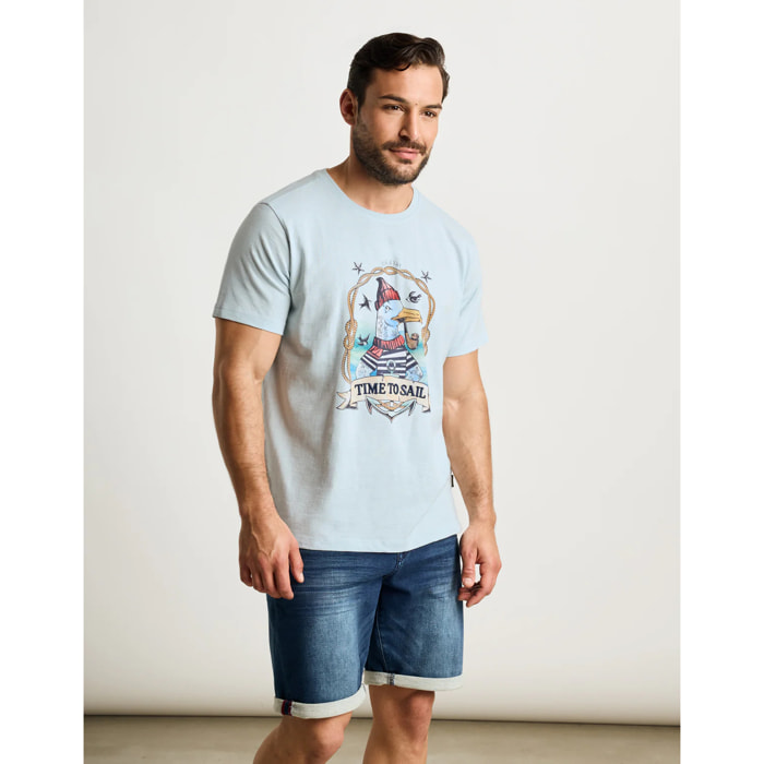 Camiseta Manga Corta Azul Celeste - Gaviote