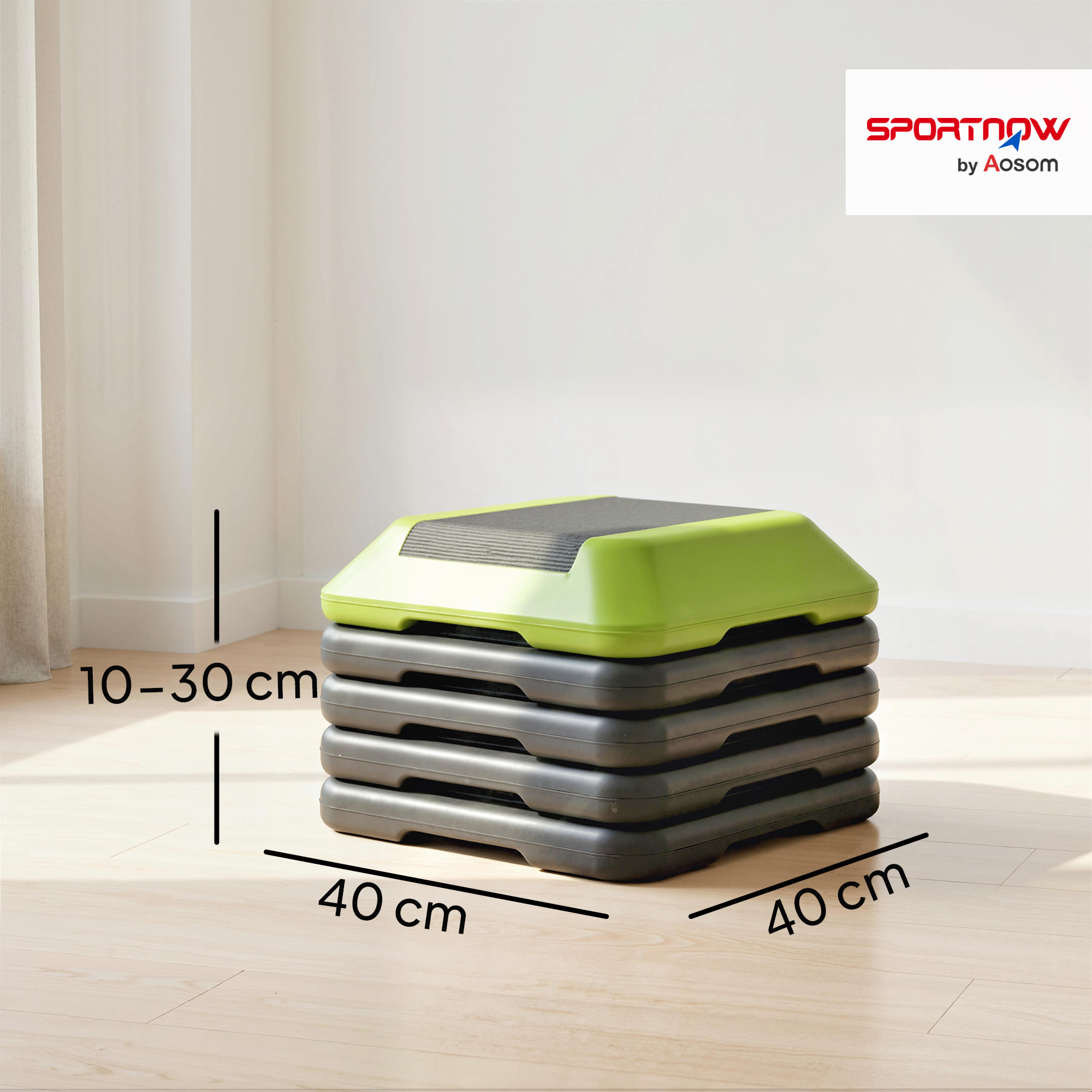 Step de Aeróbic Step para Fitness Stepper Antideslizante con Altura Ajustable de 10/15/20/25/30 cm Carga 150 kg para Entrenamiento en Casa Gimnasio Verde