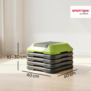 Step de Aeróbic Step para Fitness Stepper Antideslizante con Altura Ajustable de 10/15/20/25/30 cm Carga 150 kg para Entrenamiento en Casa Gimnasio Verde
