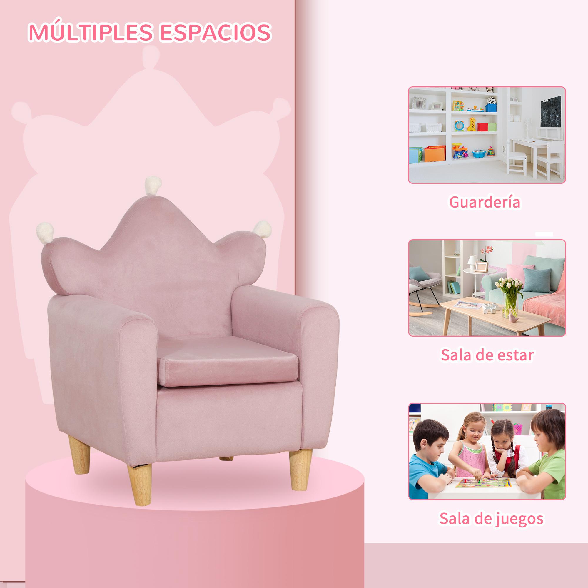 Sillón Infantil Mini Sofá para Niños de +3 Años con Asiento Acolchado 50x42x58cm