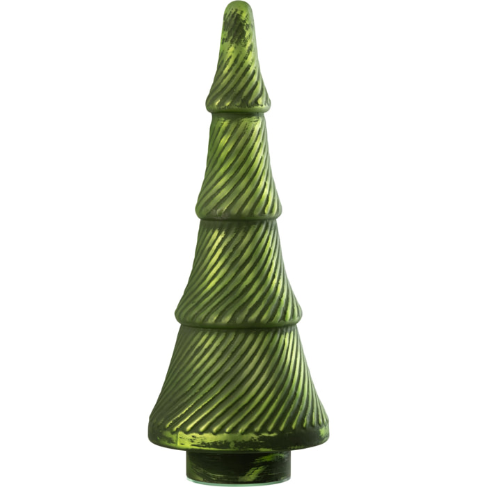 J-Line Sapin De Noël Oxydé Cotelé Verre Vert Large
