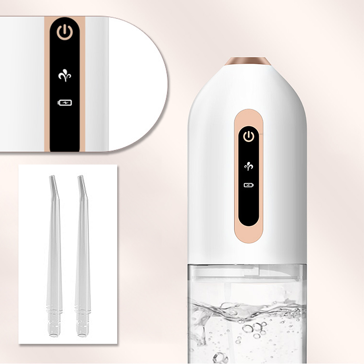 Pulizia orale con irrigatore e bellezza integrale dei tuoi denti. Tecnologia di azionamento ad alta frequenza Con 3 teste.