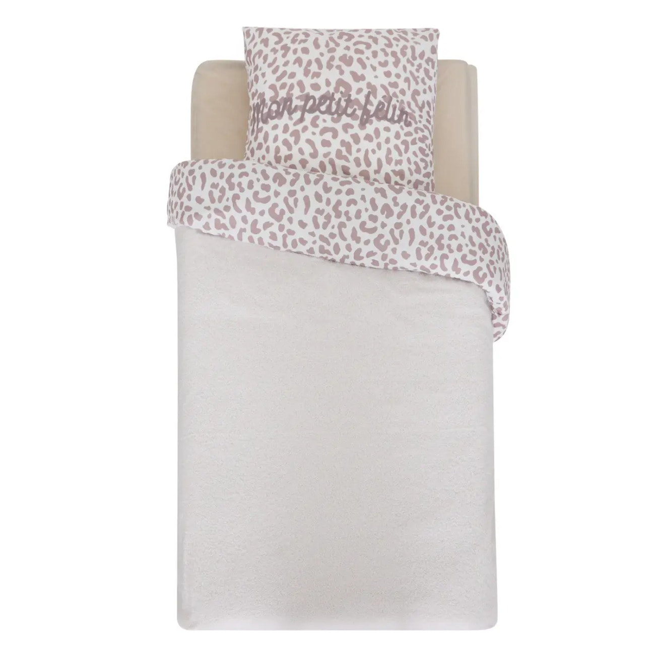 Parure de lit réversible Jaiko 140x200cm blanc/motif félin