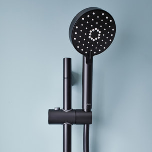 Pommeau de douche + barre + flexible Awaken noir mat