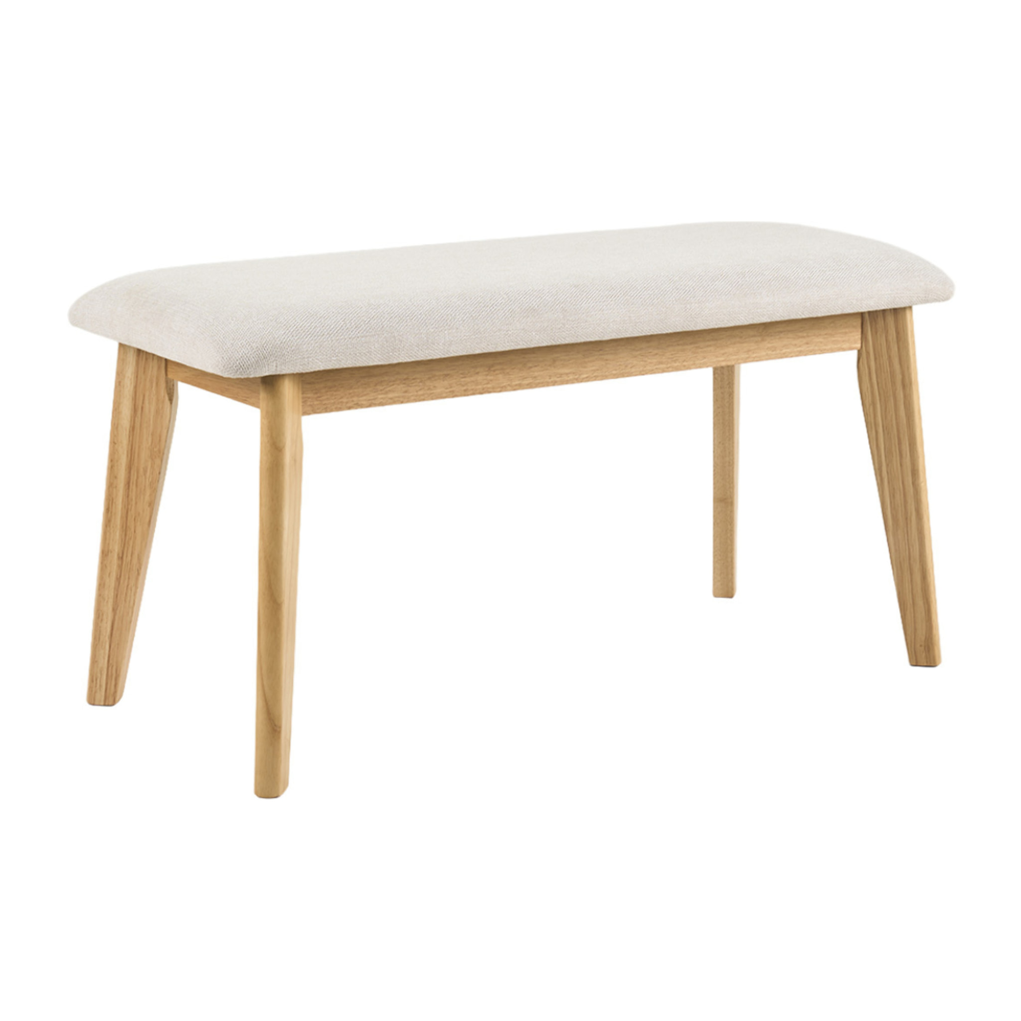 Banc scandinave en tissu effet velours texturé beige et bois clair L92 cm ELION
