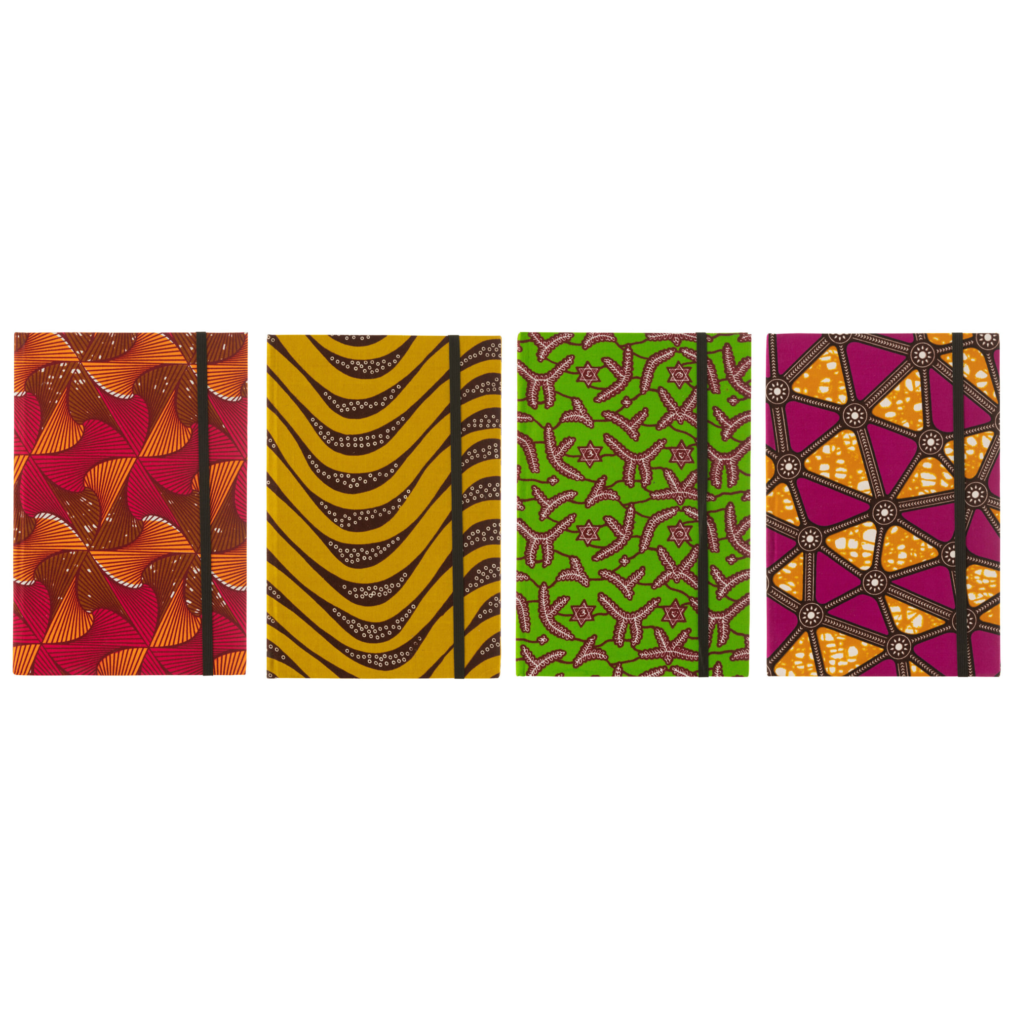 J-Line carnet De Notes A4 Motifs - papier/textile - mix - large - 4 stuks