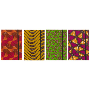 J-Line carnet De Notes A4 Motifs - papier/textile - mix - large - 4 stuks