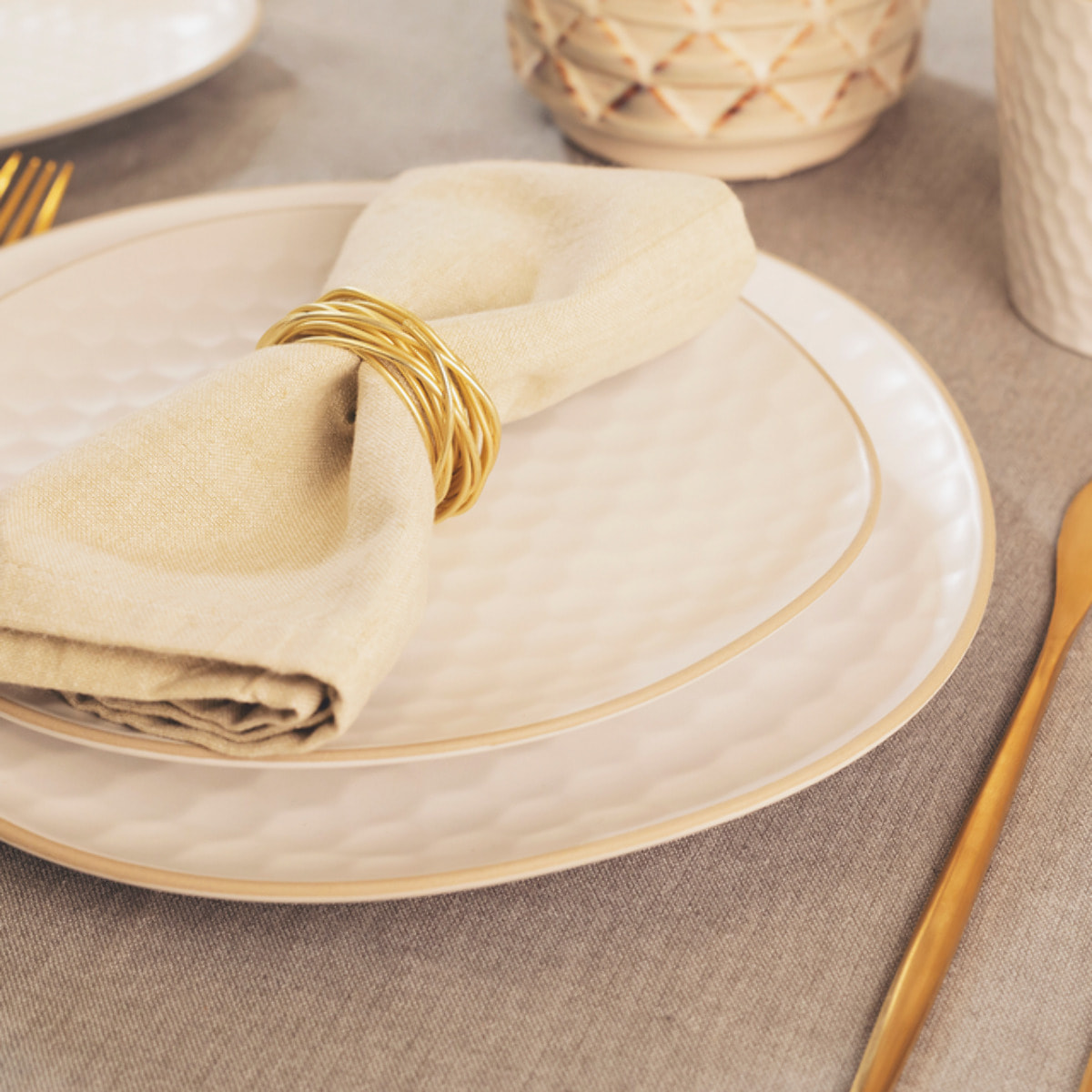 Piatto da portata ovale Impronte in stoneware