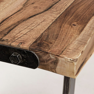 Tavolo ELMER in legno di acacia e gambe in acciaio nero, 220×100 cm