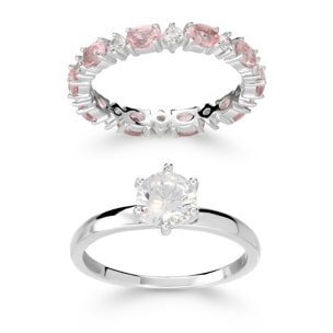 Set Anello Solitario e Veretta in Argento 925 con Cubic Zirconia
