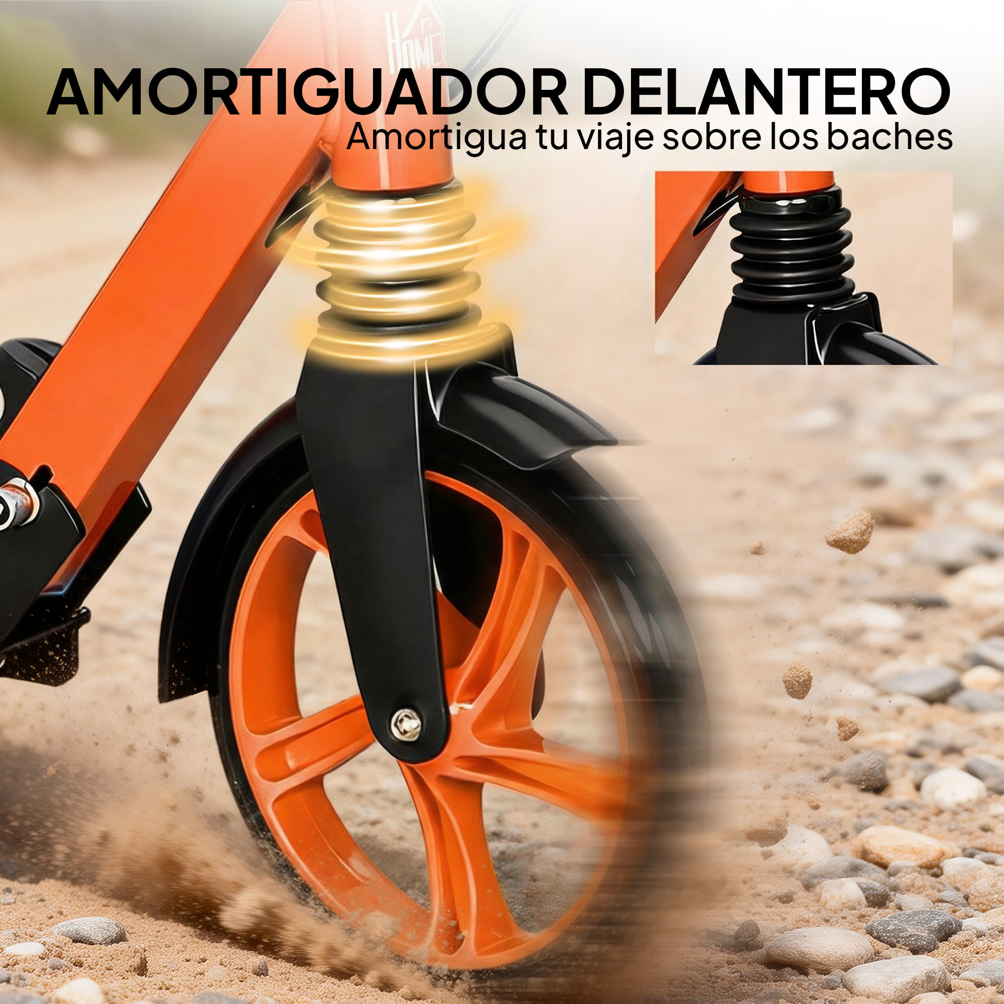 Patinete Plegable para Adultos y Niños de +14 Años Scooter Ligero con Manillar Ajustable Grandes Ruedas Ø200 mm Amortiguador y Freno Aluminio Carga 100 kg 91,5x36,5x91-104 cm Rojo