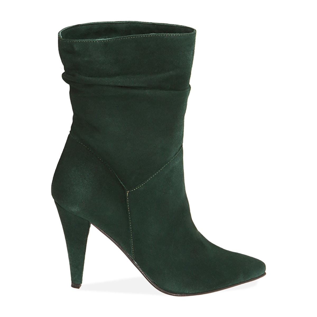 Ankle boots verdi in camoscio, tacco 10 cm