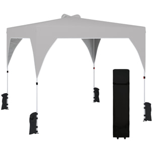 Carpa Plegable 3x3 m, Pop-up, Cenador Pabellón de Jardín con Ventilación Superior, Bloqueo Central, UPF50+, Altura Ajustable 3 Niveles, Bolsa Transporte con Ruedas, Sacos de Arena, Gris