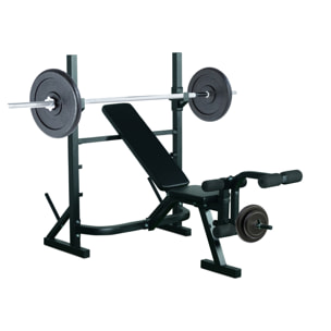 Banco de Pesas Banco de Musculación Multifuncional con Altura Ajustable de 3 Niveles para Entrenamiento Fitness de Cuerpo Completo 175x98x130 cm Negro
