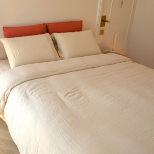 Parure de lit 160 cm gaze de coton sable - LOUISE
