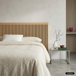 Tête de lit décor bois tasseaux décoratifs 140cm  HEDDO