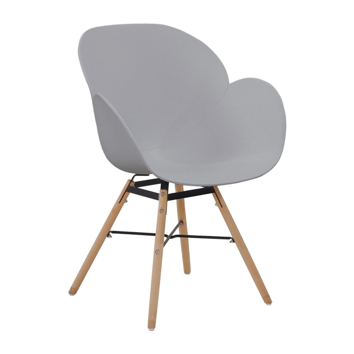 Set di 2 sedie Amalia in polipropilene grigio e legno
