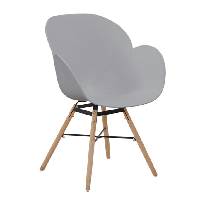 Set di 2 sedie Amalia in polipropilene grigio e legno