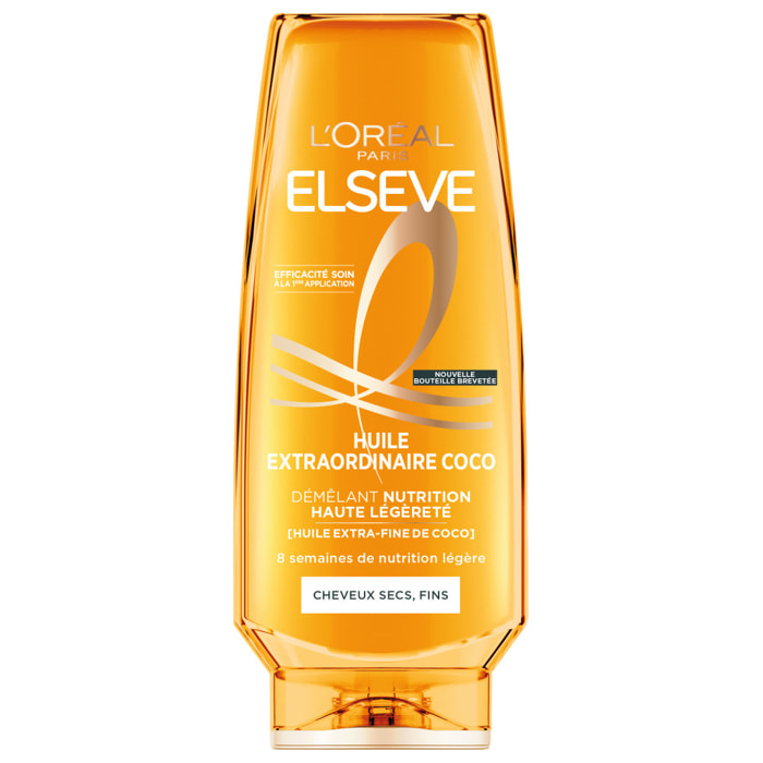 Lot de 12 - L'Oréal Paris Elseve Huile Extraordinaire Après-Shampooing Nutrition Haute Légèreté à l'Huile Extra-Fine de Coco 200