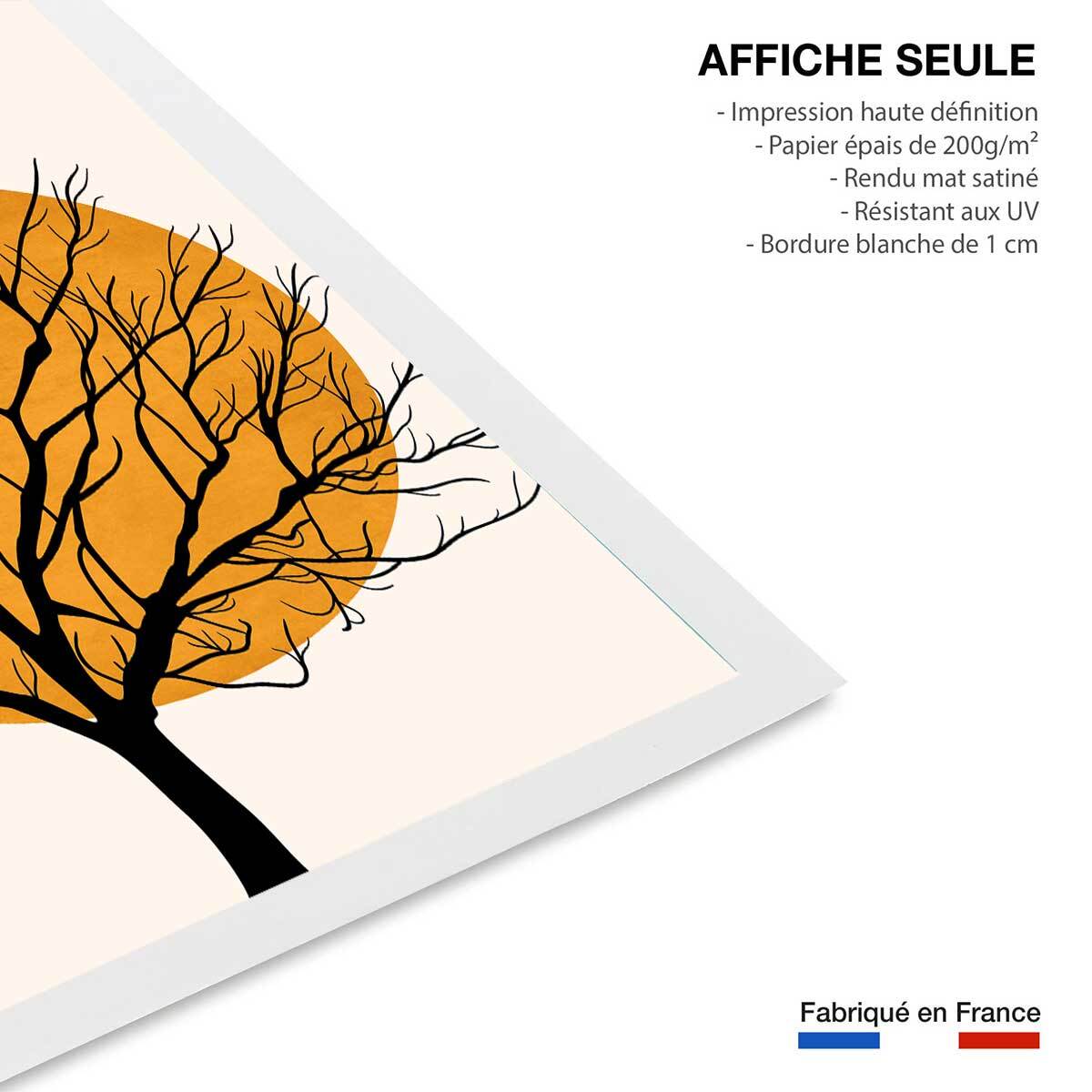 Affiche dessin ""soleil caché"" Affiche seule