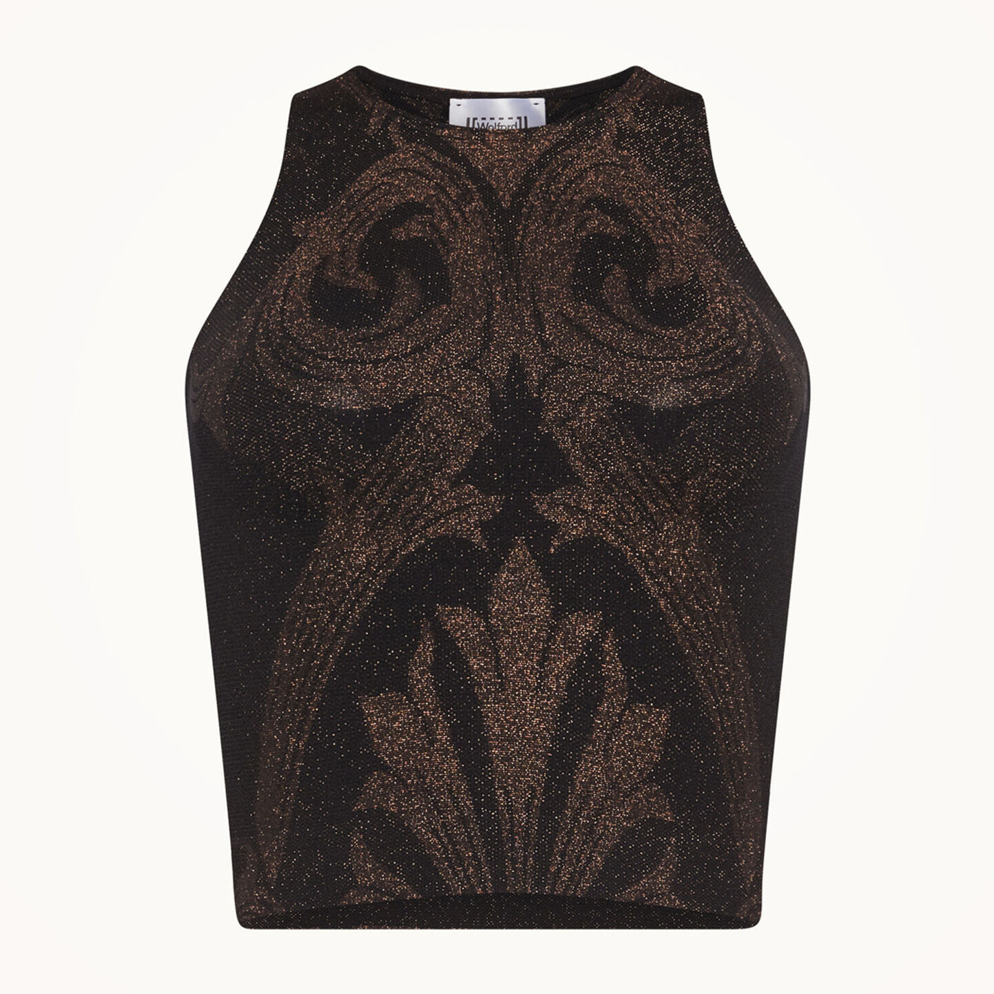 Top senza maniche Metallic Jacquard Crop Top