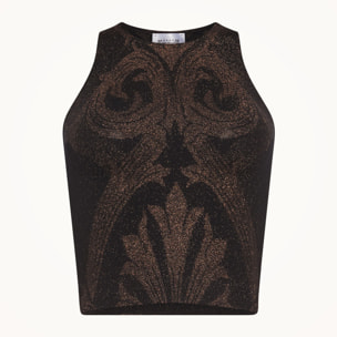 Top senza maniche Metallic Jacquard Crop Top