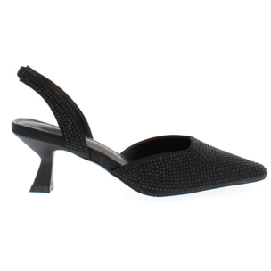 Marina Galanti Scarpe Donna Micro-strass Decollete Slingback Heeled 60 MG 1A122 Black