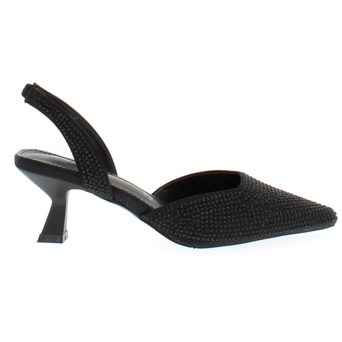 Marina Galanti Scarpe Donna Micro-strass Decollete Slingback Heeled 60 MG 1A122 Black