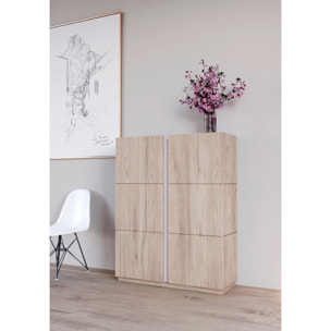 Zapatero Hessa melamina roble claro detalle blanco 122x95x35 cm